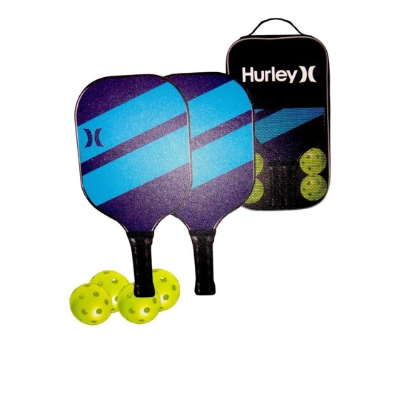 Hurley Pickleball Set with Carrying Case NWT 2-Paddles & 4-Balls Comfort Grip - Picture 2 of 5